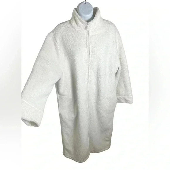 Sonoma Intimates Ivory Mockneck Full-Zip Fuzzy Soft Women's Robe Size Large - Picture 2 of 6